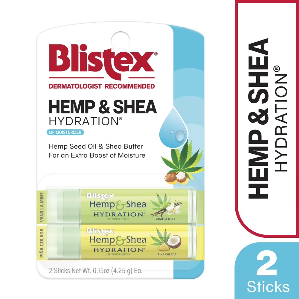 (3) Blistex Hemp Shea Hydration Lip Moisturizer 2 Pack Vanilla Mint Pina Colada